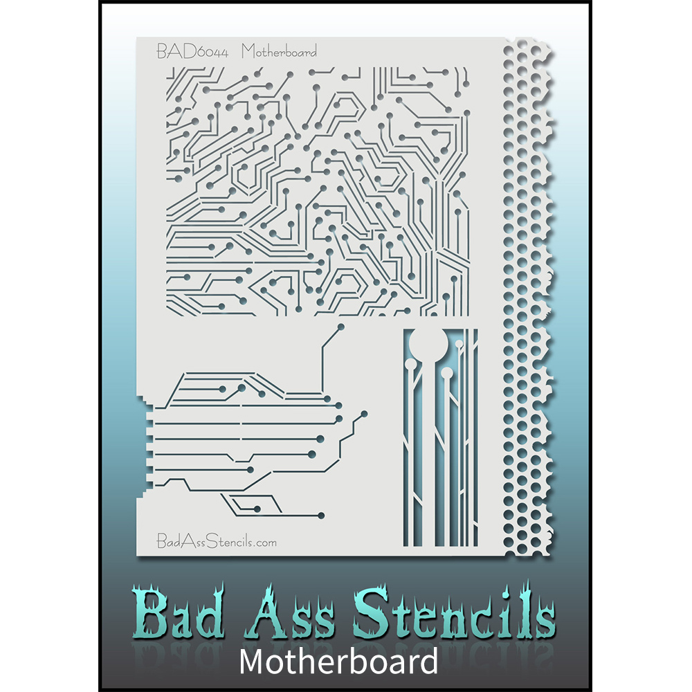 바디페인팅 스텐실 도안 패턴 디자인 풀사이즈 22cm x 28cm Bad Ass Stencil