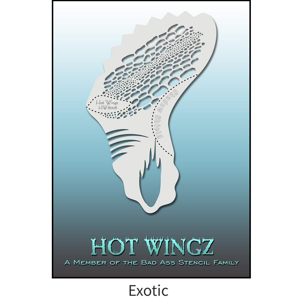 바디페인팅 스텐실 도안 패턴 디자인 핫 윙 13cm x 19cm Bad Ass Stencil - Hot Wingz