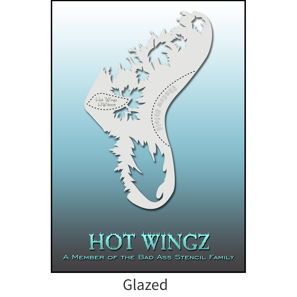 바디페인팅 스텐실 도안 패턴 디자인 핫 윙 13cm x 19cm Bad Ass Stencil - Hot Wingz