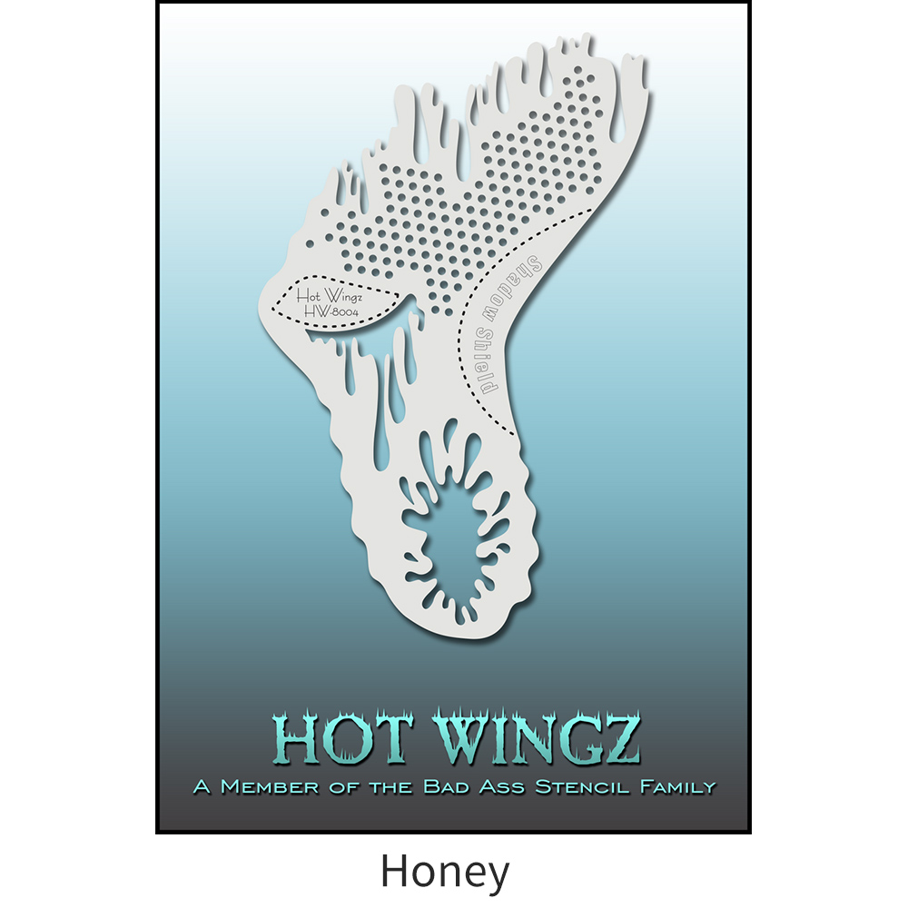 바디페인팅 스텐실 도안 패턴 디자인 핫 윙 13cm x 19cm Bad Ass Stencil - Hot Wingz