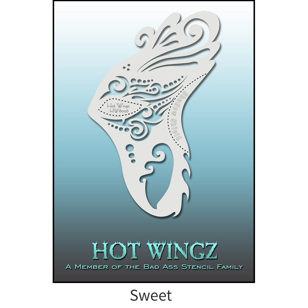 바디페인팅 스텐실 도안 패턴 디자인 핫 윙 13cm x 19cm Bad Ass Stencil - Hot Wingz