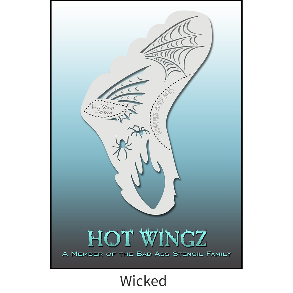 바디페인팅 스텐실 도안 패턴 디자인 핫 윙 13cm x 19cm Bad Ass Stencil - Hot Wingz