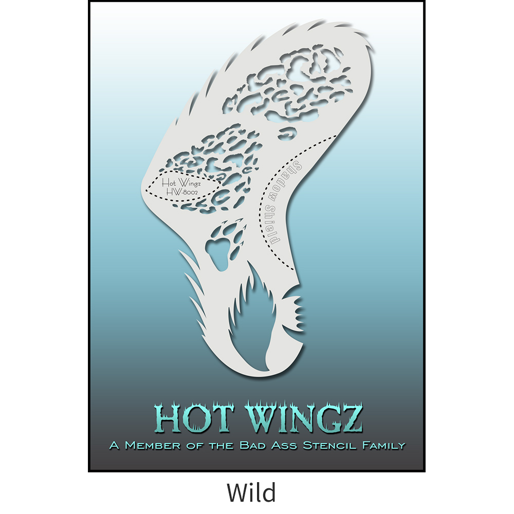 바디페인팅 스텐실 도안 패턴 디자인 핫 윙 13cm x 19cm Bad Ass Stencil - Hot Wingz