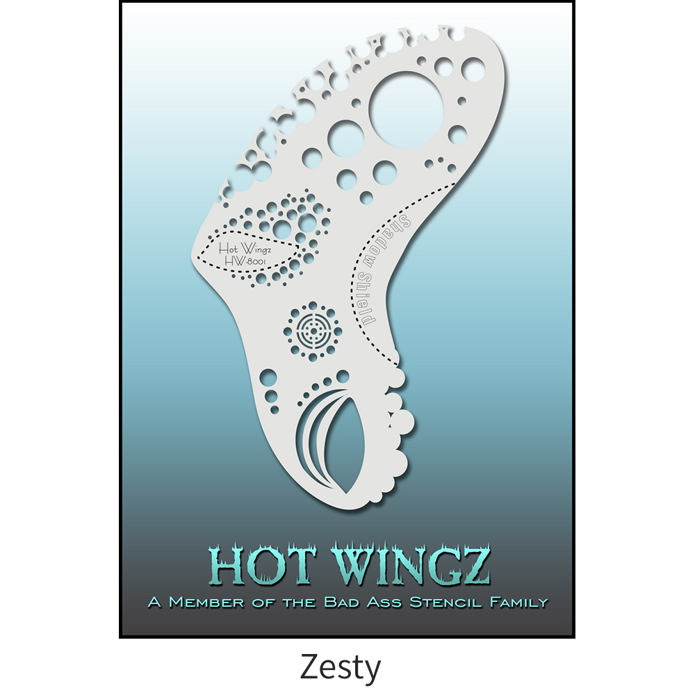 바디페인팅 스텐실 도안 패턴 디자인 핫 윙 13cm x 19cm Bad Ass Stencil - Hot Wingz