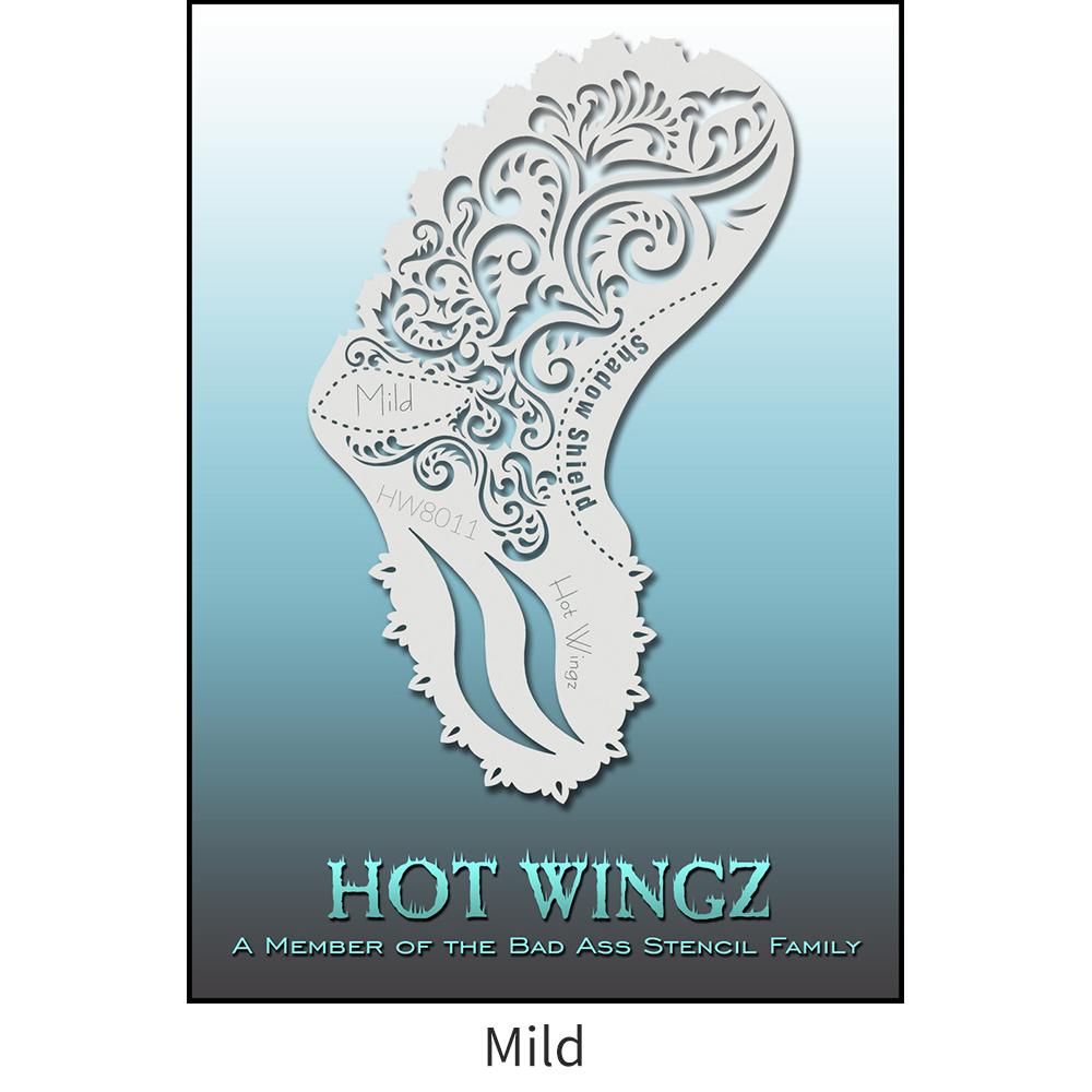 바디페인팅 스텐실 도안 패턴 디자인 핫 윙 13cm x 19cm Bad Ass Stencil - Hot Wingz