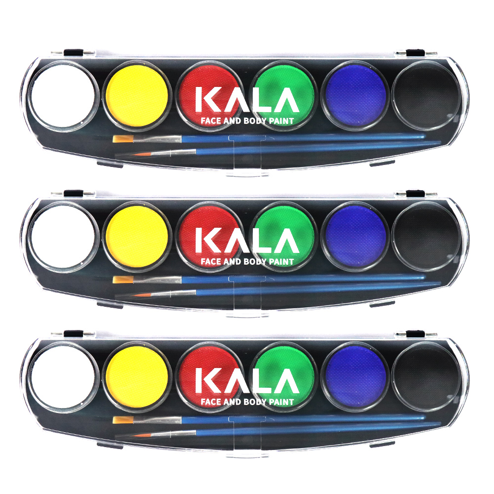 (스텐실56종증정) 칼라 페이스&바디페인트 워터베이스컬러팔레트-에센셜6색 KALA Face&body paint Water based color palette-Essential6(60g)