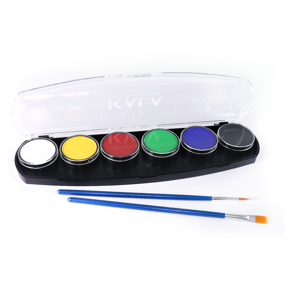 (스텐실56종증정) 칼라 페이스&바디페인트 워터베이스컬러팔레트-에센셜6색 KALA Face&body paint Water based color palette-Essential6(60g)
