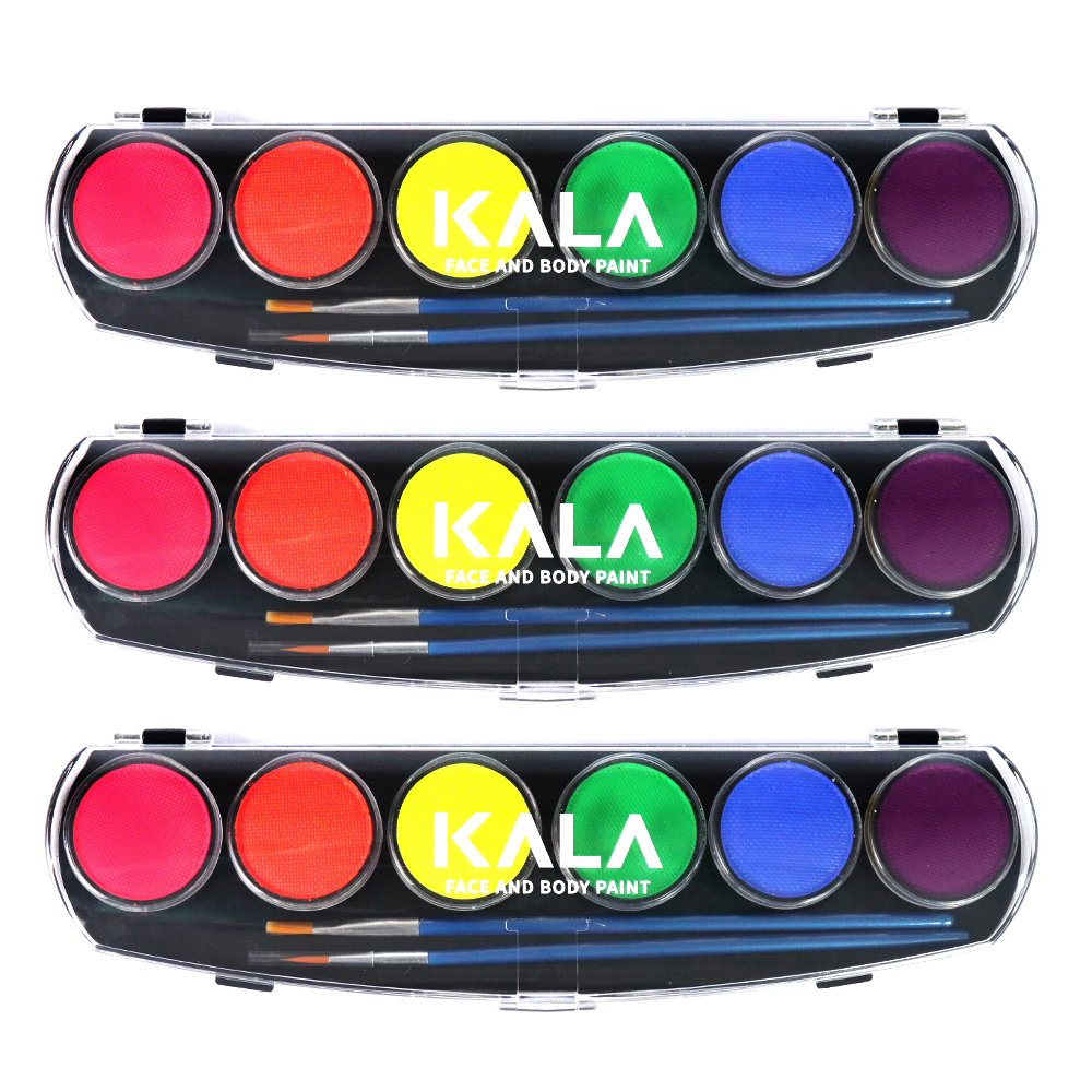 (스텐실56종증정) 칼라 페이스&바디페인트 워터베이스컬러팔레트-네온6색 KALA Face&body paint Water based color palette-Neon6 (60g)