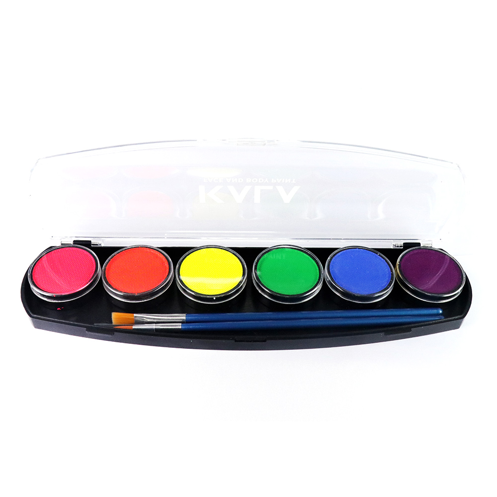 (스텐실56종증정) 칼라 페이스&바디페인트 워터베이스컬러팔레트-네온6색 KALA Face&body paint Water based color palette-Neon6 (60g)