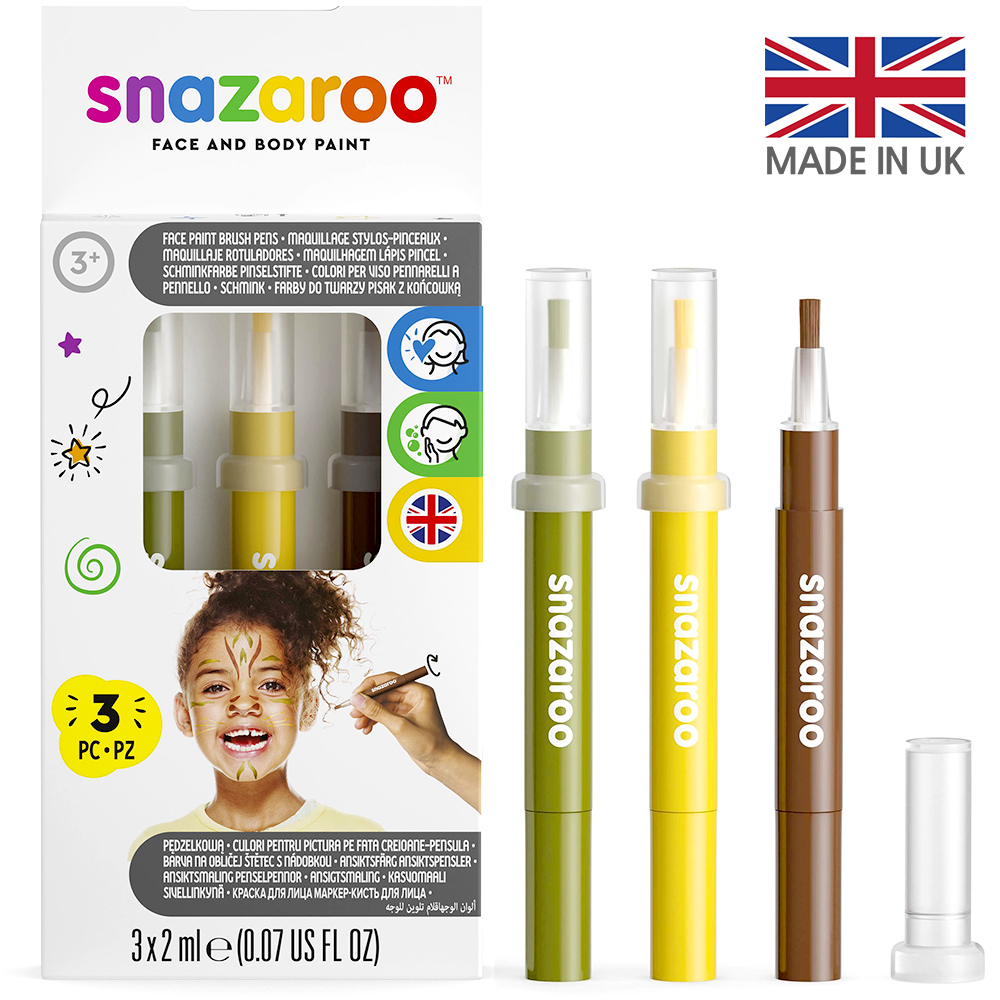 영국 스나자루 페이스 페인팅 브러쉬 펜 - 정글 Snazaroo Brush Pen Jungle pack