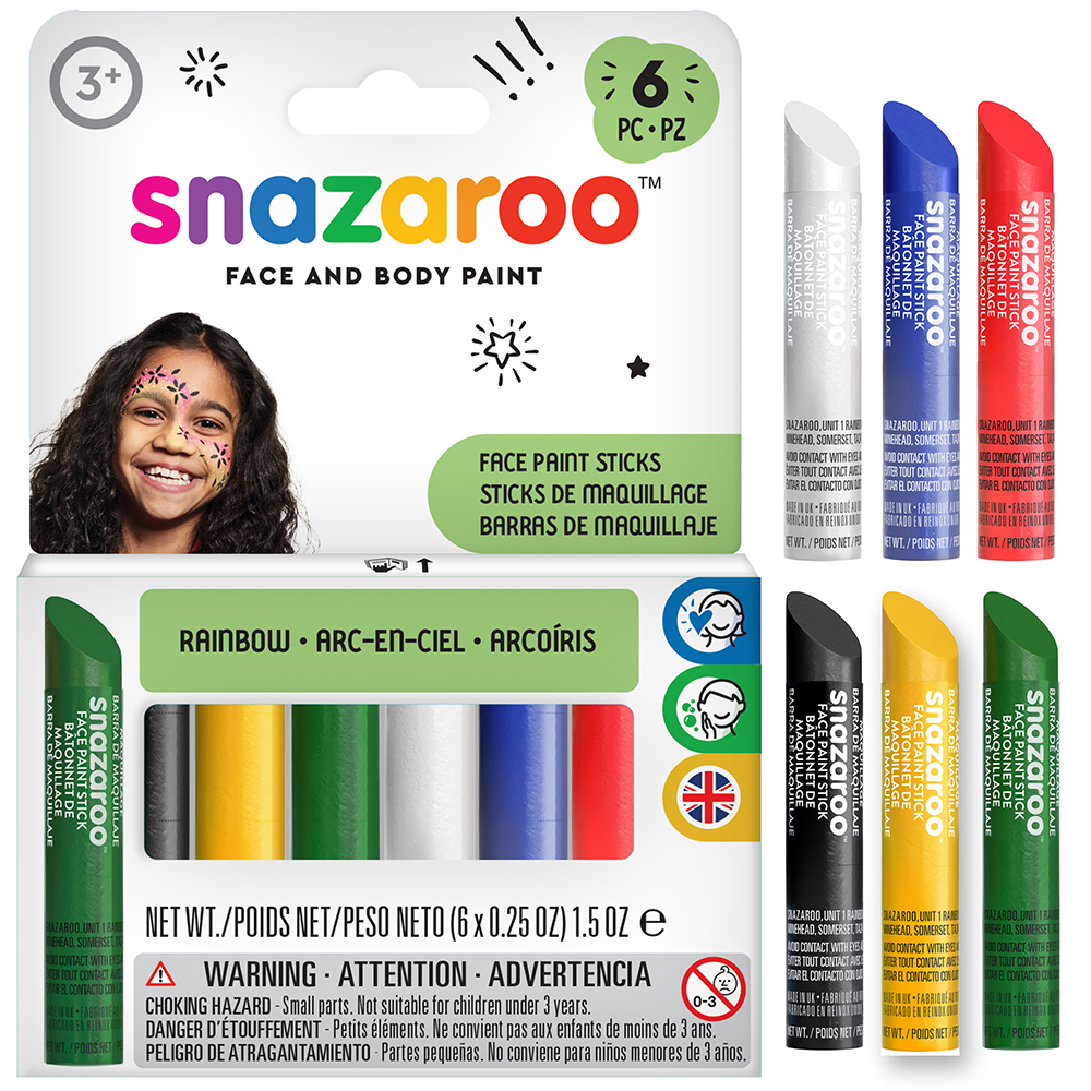영국 스나자루 페이스페인팅 스틱-레인보우 Snazaroo face paint Sticks -Rainbow