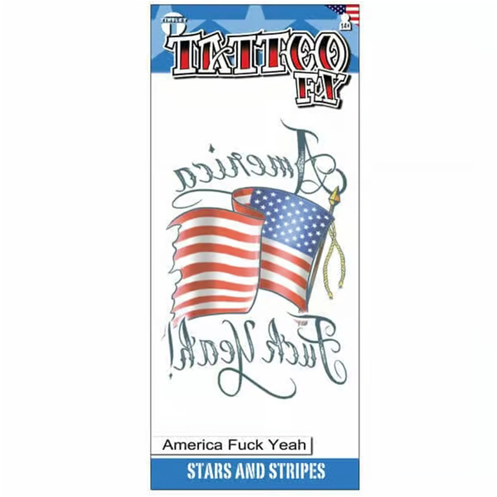 미국특수분장회사제조 헐리웃 타투스티커 스타앤스트라이프-America-F-Ya Stars and Stripes-9cm x 22cm