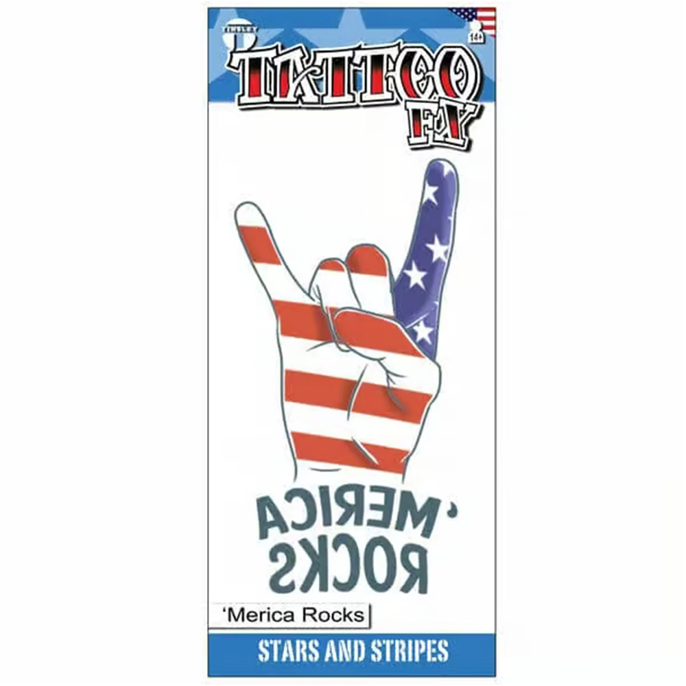 미국특수분장회사제조 헐리웃 타투스티커 스타앤스트라이프-America-F-Ya Stars and Stripes-9cm x 22cm